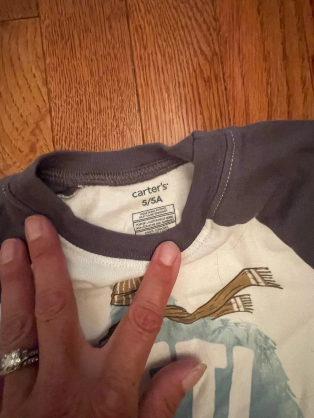 Two sets of Carter's Blue & Gray Long-Sleeve Yeti Pajama sets. Long